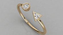 Charger l'image dans la galerie, Jonc corps de bague ouvert pierre ronde et triangle