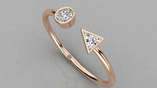 Charger l'image dans la galerie, Jonc corps de bague ouvert pierre ronde et triangle