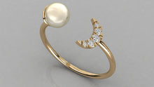 Charger l'image dans la galerie, Bague personnalisable lune et perle