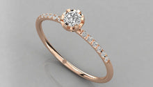 Charger l'image dans la galerie, Bague style solitaire avec pierres sur les épaules