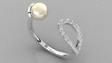 Charger l'image dans la galerie, Bague à corps ouvert composée d'une perle et de pierres