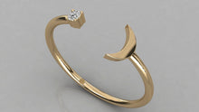 Charger l'image dans la galerie, Bague avec corps de bague ouvert en forme de lune