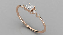 Charger l'image dans la galerie, Bague délicate personnalisable avec coupe Princess centrale