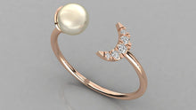 Charger l'image dans la galerie, Bague personnalisable lune et perle