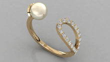 Charger l'image dans la galerie, Bague à corps ouvert composée d'une perle et de pierres