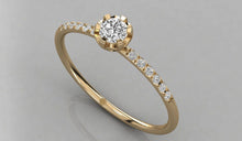 Charger l'image dans la galerie, Bague style solitaire avec pierres sur les épaules