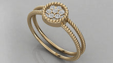 Charger l'image dans la galerie, Bague deux joncs millegrains avec au centre un cercle
